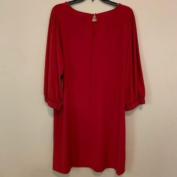 Halogen Red Flowy 3/4 Sleeve Shift Dress - Picture 8 of 11